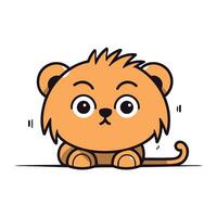 Cute cartoon lion. Vector illustration. Cute animal character.