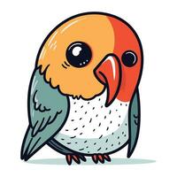 Cute cartoon parrot. Vector illustration. Isolated on white background.