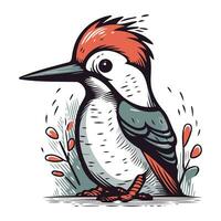 Woodpecker. Hand drawn vector illustration. Isolated on white background.