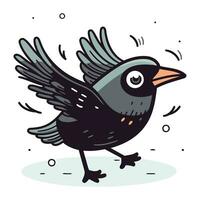 Cute cartoon crow. Vector illustration isolated on a white background.