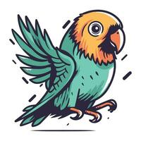 Parrot vector illustration. Isolated parrot on white background.