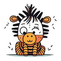 Cute cartoon zebra. Vector illustration isolated on white background.