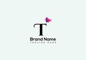 Abstract T letter modern initial butterfly lettermarks logo design vector