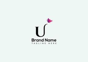 Abstract U letter modern initial butterfly lettermarks logo design vector