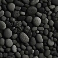 Black pebble stones seamless pattern texture background AI Generative photo