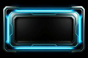 Abstract high tech black border, futuristic technology background, Generative AI photo