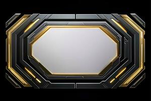 Abstract high tech black border, futuristic technology background, Generative AI photo