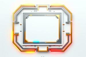 Abstract high tech white border, futuristic technology background, Generative AI photo