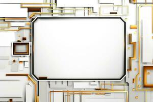 Abstract high tech white border, futuristic technology background, Generative AI photo