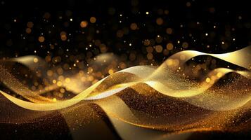 Golden glitter stripes background banner AI Generative photo