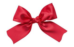 Decorative red bow isolated on background. Design element for gift Generative AI photo