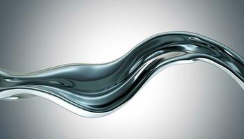 Abstract silver gradient background. Flow chrome liquid metal waves. AI generative photo
