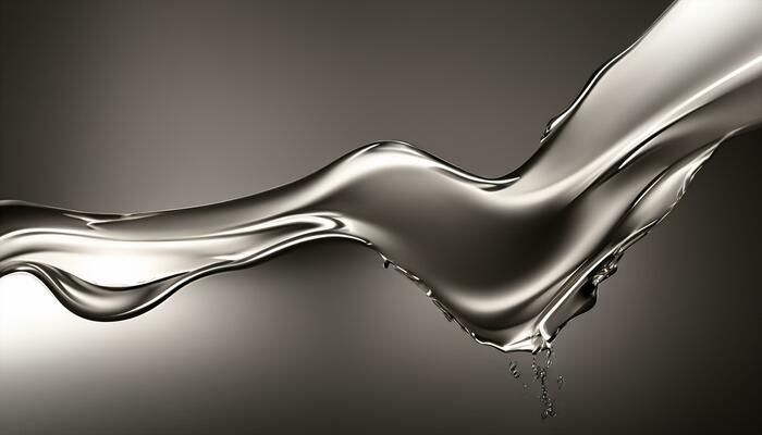 Abstract silver gradient background. Flow chrome liquid metal waves. AI Generative