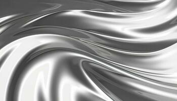 Abstract silver gradient background. Flow chrome liquid metal waves. AI Generative photo