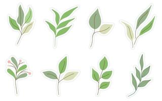 Set of flowers, floral and leaf stickers elements isolated on a white background. vector