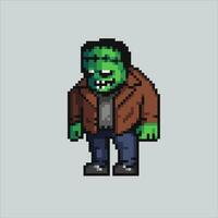 Pixel art illustration Frankenstein. Pixelated Frankenstein. Frankenstein pixelated for the pixel art game and icon for website and video game. old school retro. vector