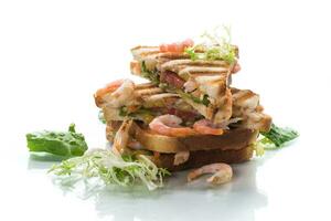 sandwich with lettuce and shrimp. photo