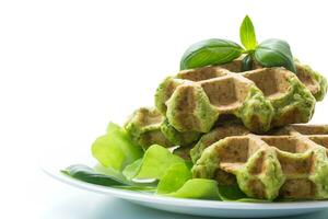 vegetable waffles cooked with herbs in a plate photo