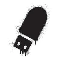 Flashdisk graffiti with black spray paint vector