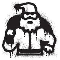 Santa claus graffiti with black spray paint vector