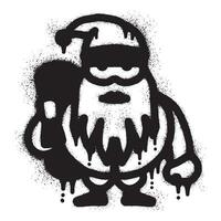 Santa claus graffiti with black spray paint vector