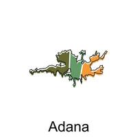 Map City of Adana design, vector template with outline graphic sketch style isolated on white background