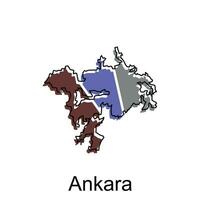 Map City of Ankara design, vector template with outline graphic sketch style isolated on white background