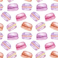 Watercolor seamless pattern of macaroon photo