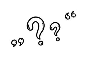 Handwritten question mark in sketch doodle style. Trouble, anxiety, doubt, confusion, misunderstanding symbol. Graphic ink punctuation icon vector