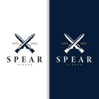 Spear Logo, Arrowhead Weapon Design Hunting Spear Simple Vintage Retro Rustic Minimalist Concept vector