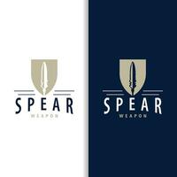 Spear Logo, Arrowhead Weapon Design Hunting Spear Simple Vintage Retro Rustic Minimalist Concept vector