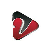 letter V Media play logo design template, letter V logo design 3d style, suitable for your company vector