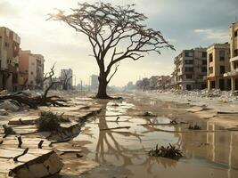 Cities destroyed by drought and global warming photo