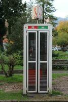 Belluno, Italy - 11 01 2023 The cabin of Telecom Italia in public park photo