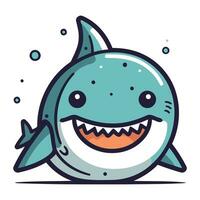 Cute cartoon shark. Vector illustration. Isolated on white background.