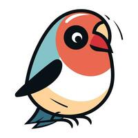 Vector illustration of cute cartoon bullfinch on white background. Flat style.