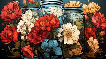 background of flowers in the jar photo