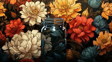 background of flowers in the jar photo