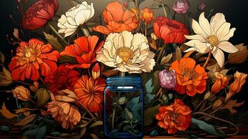 background of flowers in the jar photo