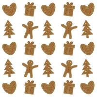 Vector pattern of Christmas gingerbread cookies on a white background