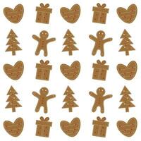 Vector pattern of Christmas gingerbread cookies on a white background