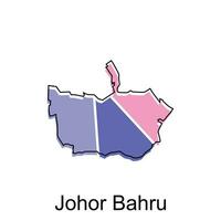 Map City of Johor Bahru vector design, Malaysia map with borders, cities. logotype element for template design