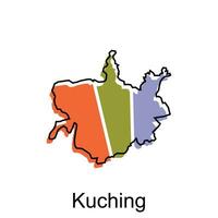 Map City of Kuching vector design template, Infographic vector map illustration on a white background.