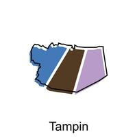 Map City of Tampin vector design, Malaysia map with borders, cities. logotype element for template design