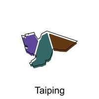 Map City of Taiping vector design, Malaysia map with borders, cities. logotype element for template design