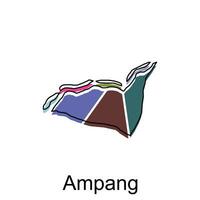 Map City of Ampang vector design, Malaysia map with borders, cities. logotype element for template design