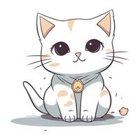 Cute cat. Vector illustration on a white background. Cartoon style.