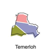 Map City of Temerloh vector design, Malaysia map with borders, cities. logotype element for template design