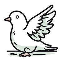 Dove of peace doodle icon. Vector illustration isolated on white background.