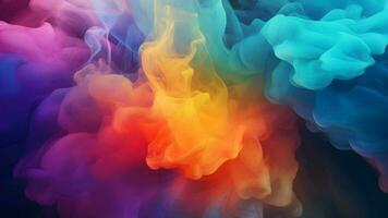 depicts a vibrant, abstract display of red, yellow, and blue colors that blend together in a fluid or smoky manner video